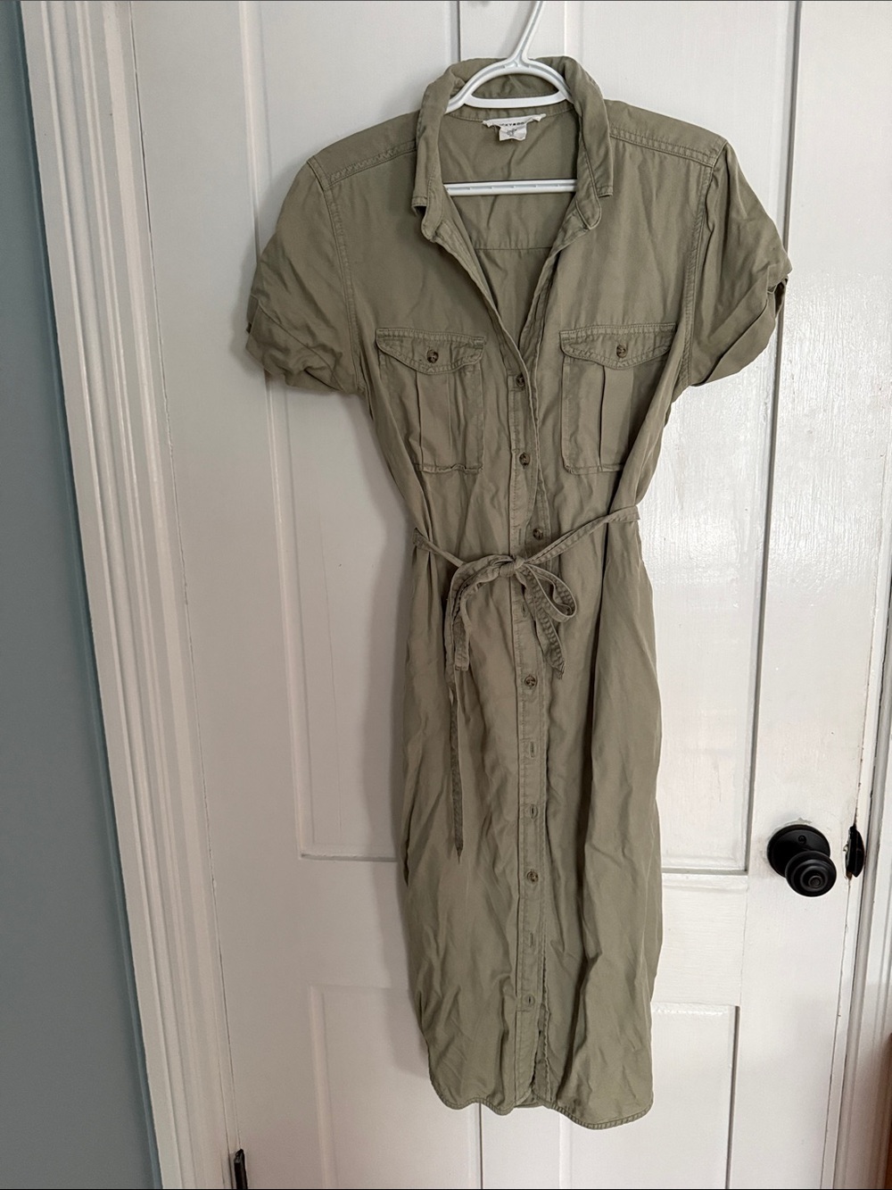 Lucky Brand Olive Utility Midi Shirt Dress